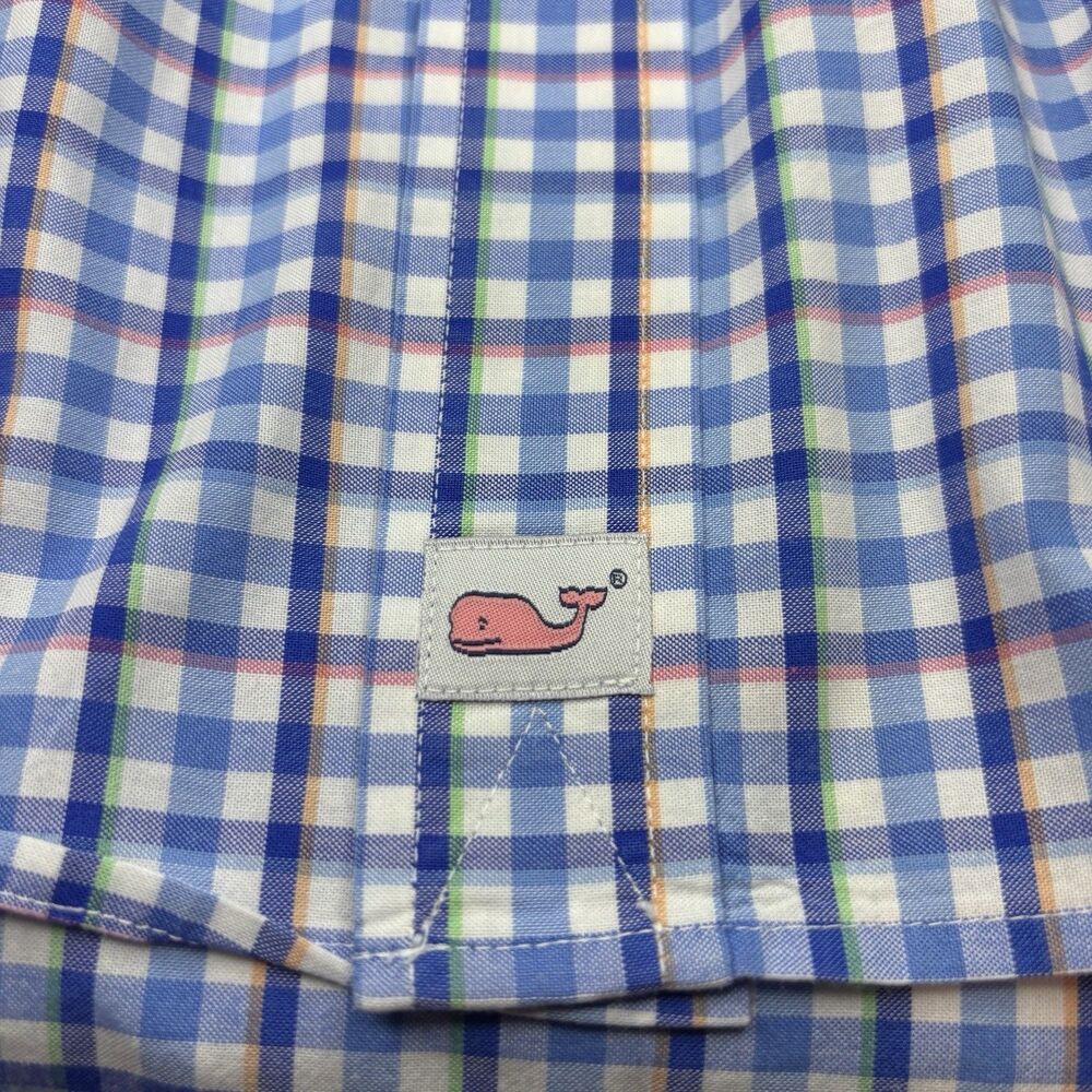 Vineyard Vines Slim Fit Men's Large Blue White Plaid Long Sleeve Murray Shirt - Picture 3 of 8